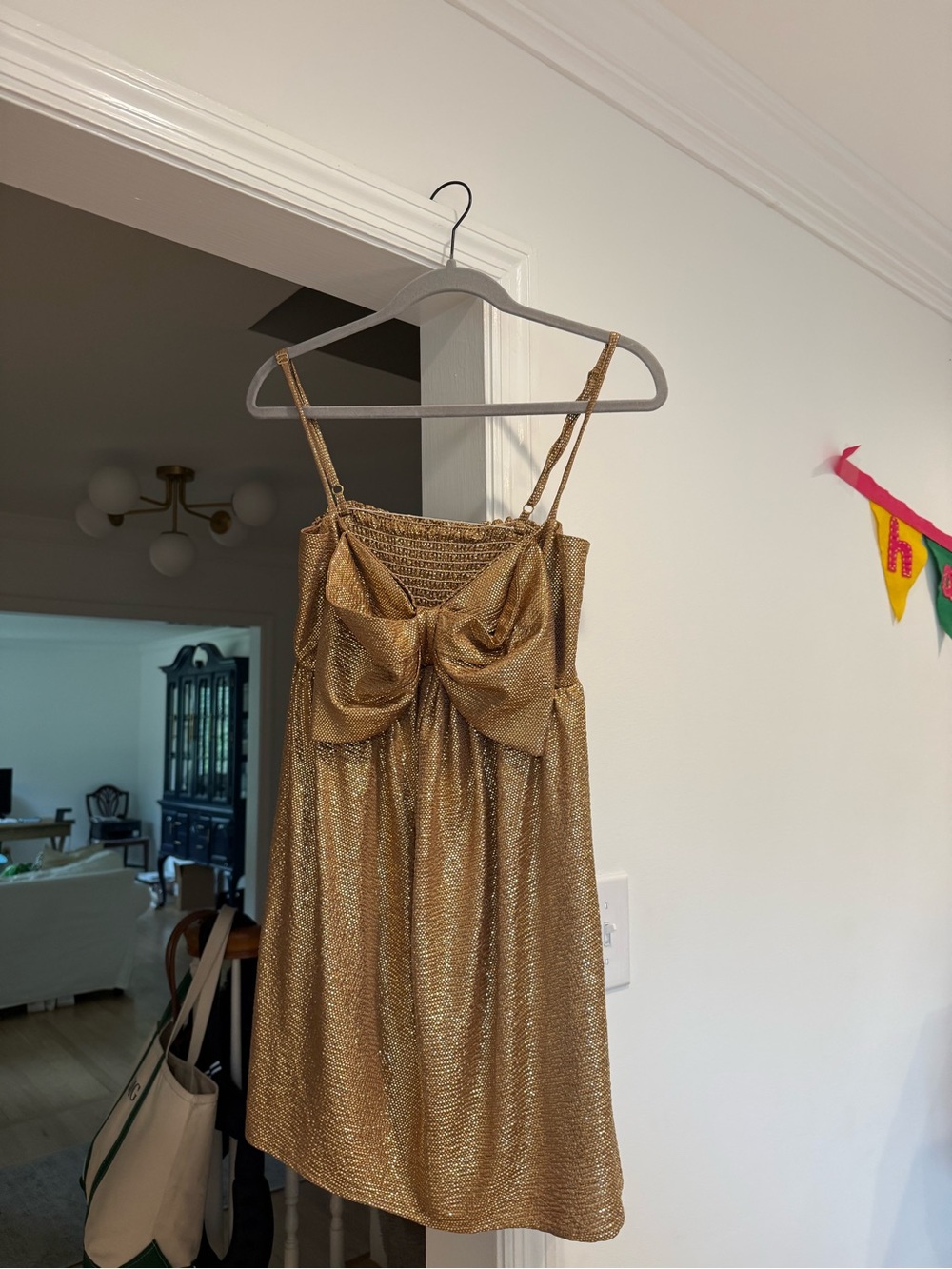 Show Me Your MuMu Gold Metallic Bow-Front Mini Dress